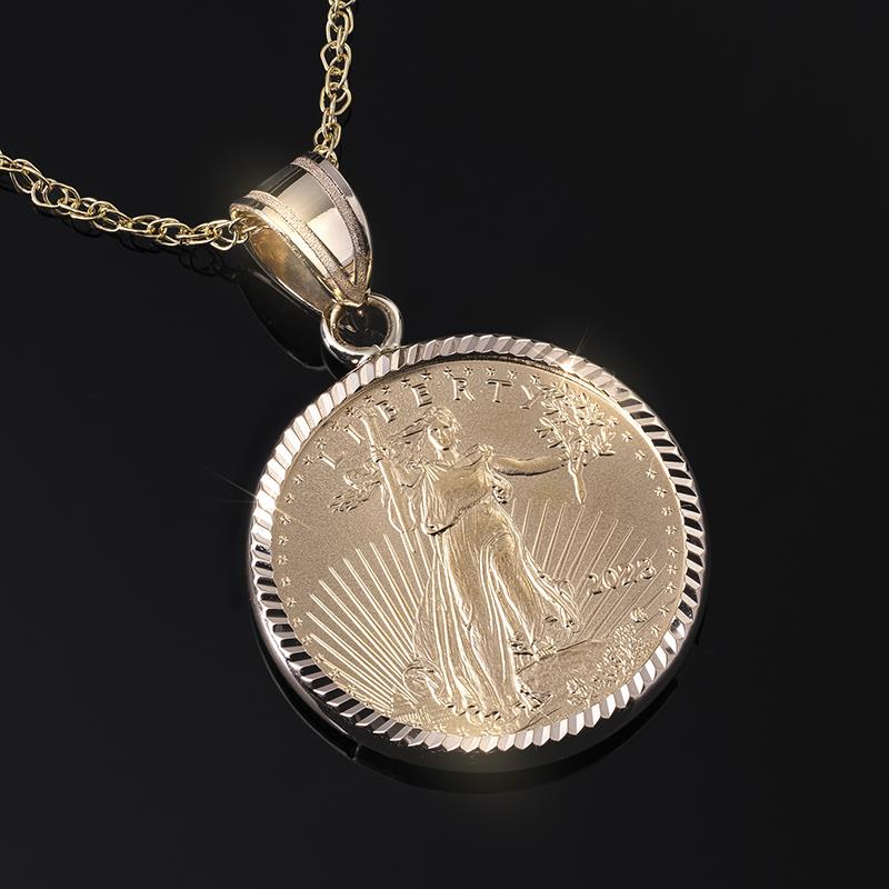 14k Yellow Gold American Eagle Coin Necklace